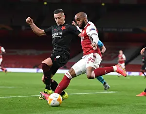 Arsenal V Slavia Prague 2020-21 Prints: Arsenal vs Slavia Praha: Alex Lacazette Faces Off in Empty Europa League Quarterfinal