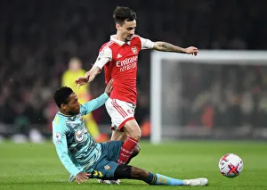 Arsenal vs. Southampton: Fabio Vieira Tackled by Kyle Walker-Peters in Intense Premier League Clash (2022-23)