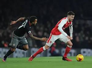 Arsenal V Southampton EFL Cup 2016-17 Prints: Arsenal vs. Southampton: Battle of the Wings - Jenkinson vs. Bertrand (EFL Cup 2016-17)