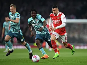 Arsenal vs. Southampton: Gabriel Martinelli Fights for Possession in Premier League Clash