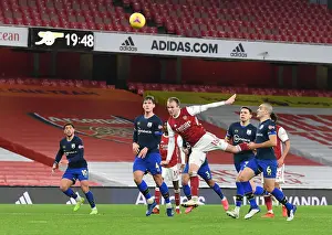 Arsenal V Southampton 2020-21 Prints: Arsenal vs Southampton: Holding's Header Hits the Crossbar in Empty Emirates Stadium