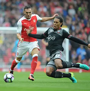 Arsenal V Southampton 2016-17 Prints: Arsenal vs Southampton: Perez vs Van Dijk - Premier League Battle at Emirates Stadium