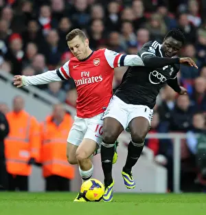 Arsenal V Southampton 2013-14 Prints: Arsenal vs Southampton: Wilshere vs Wanyama - Intense Battle in the Midfield (2013-14)