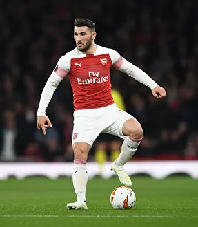 Arsenal V SSC Napoli 2018-19 Prints: Arsenal vs. S.S.C. Napoli - UEFA Europa League Quarterfinal: Sead Kolasinac Focused at Emirates Stadium