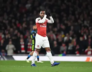Arsenal vs. S.S.C. Napoli: Alex Lacazette in Europa League Quarterfinal Action at Emirates Stadium