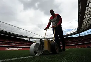 Arsenal V Sunderland 2014-15 Prints: Arsenal vs. Sunderland (2014-15) - Pitch Preparation at Emirates Stadium