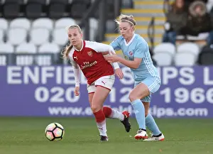 Arsenal Women V Sunderland 2017-18 Prints: Arsenal vs Sunderland: Tense Moment as Beth Mead Faces Off Against Hayley Sharp in Women's Super League Clash