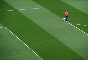 Images Dated 11th May 2015: Arsenal vs Swansea City: Emirates Stadium Pitch Preparation, May 2015