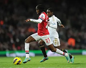 Arsenal V Swansea 2012-13 Prints: Arsenal vs Swansea: Gervinho vs Nathan Dyer Clash in the 2012-13 Premier League