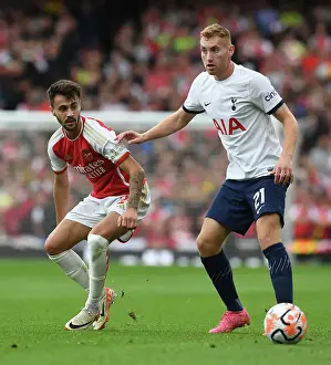 Arsenal V Tottenham Hotspur 2023-24 Prints: Arsenal vs. Tottenham: Fabio Vieira Closes Down Kulusevski in Intense Premier League Clash (2023-24)