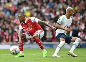 Arsenal V Tottenham Hotspur 2022-23 Prints: Arsenal vs. Tottenham: Gabriel vs. Richarlison Clash in the 2022-23 Premier League