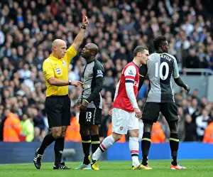 Arsenal V Tottenham Hotspur 2012-13 Prints: Arsenal vs. Tottenham: Howard Webb Shows Red Card to Emmanuel Adebayor