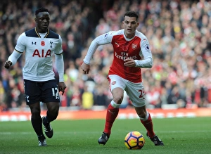 Arsenal V Tottenham Hotspur 2016-17 Prints: Arsenal vs. Tottenham: Intense Battle - Xhaka vs. Wanyama