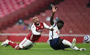 Arsenal V Tottenham Hotspur 2020-21 Prints: Arsenal vs. Tottenham: Lacazette Reacts to Penalty Call in Intense Premier League Clash