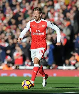 Arsenal V Tottenham Hotspur 2016-17 Prints: Arsenal vs. Tottenham: Monreal in Action at the Emirates Rivalry (2016-17)