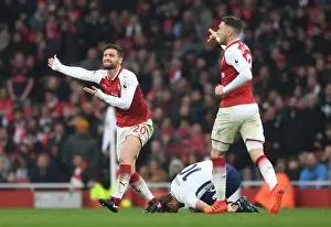 Arsenal V Tottenham Hotspur 2017-18 Prints: Arsenal vs. Tottenham: Mustafi and Kane Clash in Intense Premier League Rivalry