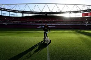 Arsenal vs. Tottenham: Pre-Match Pitch Preparation at Emirates Stadium, 2022-23