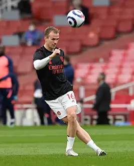 Arsenal V Tottenham Hotspur 2020-21 Prints: Arsenal vs. Tottenham: Rob Holding Gears Up at Emirates Stadium