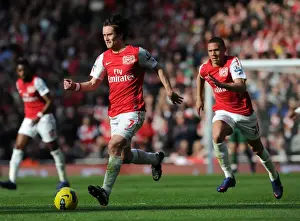 Arsenal V Tottenham 2011-12 Prints: Arsenal vs. Tottenham: Rosicky and Gibbs Clash in the 2011-12 Premier League