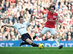 Images Dated 26th February 2012: Arsenal vs. Tottenham: Rosicky vs. Parker - A Midfield Battle in the London Derby (2011-12)