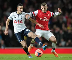 Arsenal V Tottenham Hotspur 2013-14 Prints: Arsenal vs. Tottenham: Wilshere Tackles Bentaleb in FA Cup Clash