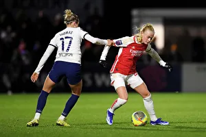Arsenal Women V Tottenham Hotspur Women - Conti Cup 2023-24 Prints: Arsenal vs. Tottenham Women's Clash: A Star-Studded Battle between Kuehl and Thomas in the FA WSL Cup