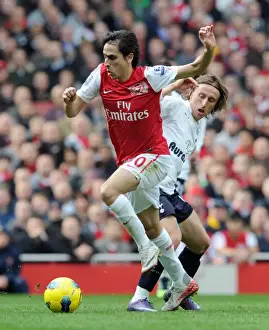 Arsenal V Tottenham 2011-12 Prints: Arsenal vs. Tottenham: Yossi Benayoun Outmaneuvers Luka Modric in the 2011-12 Premier League Clash