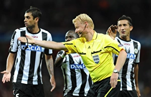 Arsenal V Udinese 2011-12 Prints: Arsenal vs Udinese: Referee Kevin Blom Overseeing the UEFA Champions League Play-Off at Emirates Stadium (2011-12)