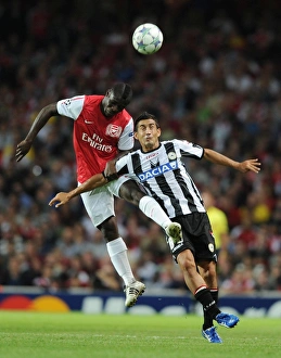 Arsenal V Udinese 2011-12 Prints: Arsenal vs Udinese: Emmanuel Frimpong Wins Headed Duel with Medhi Benatia in 2011-12 UEFA Champions League Play-Off