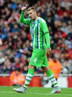 Arsenal V Wolfsburg - Emirates Cup 2015/16 Prints: Arsenal vs. VfL Wolfsburg: Bendtner in Action at Emirates Cup 2015