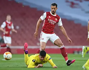 Arsenal V Villarreal 2020-21 Prints: Arsenal vs. Villarreal: Europa League Semi-Final Showdown Amidst Empty Stands (Pablo Mari vs)