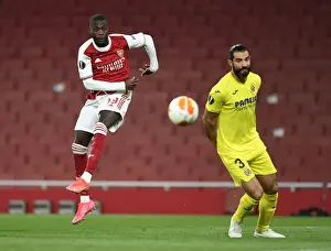 Arsenal V Villarreal 2020-21 Prints: Arsenal vs Villarreal: Pepe Shoots Under Pressure in Empty Europa League Semi-Final
