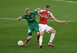 Arsenal V FC Vorskla Poltava 2018_19 Prints: Arsenal vs Vorskla Poltava: Rob Holding Tackles Vladyslav Kulach in Europa League Clash