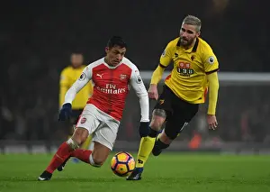 Arsenal V Watford 2016-17 Prints: Arsenal vs. Watford: Alexis Sanchez Faces Off Against Valon Behrami in Premier League Clash