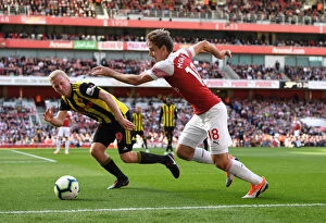 Images Dated 29th September 2018: Arsenal vs. Watford: A Battle of Midfielders - Torreira vs. Hughes (Premier League, 2018-19)