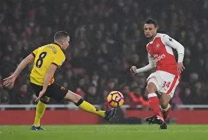 Arsenal V Watford 2016-17 Prints: Arsenal vs. Watford: Coquelin Evades Cleverley's Pressure in Premier League Clash