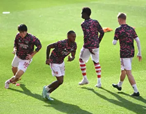 Arsenal V Watford 2021-22 Prints: Arsenal vs Watford: Nuno Tavares Warming Up Ahead of Premier League Clash at Emirates Stadium