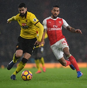 Arsenal V Watford 2016-17 Prints: Arsenal vs. Watford: Walcott vs. Britos - A Premier League Battle at Emirates Stadium