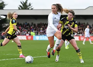 Arsenal Women V Watford Women 2023-24 Prints: Arsenal vs. Watford Women's FA Cup: Intense Duel between Lia Walti and Laila Harbert