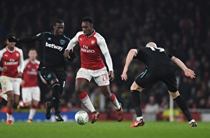 Arsenal V West Ham United - Carabao Cup 2017-18 Prints: Arsenal vs. West Ham: Clash Between Welbeck and Collins