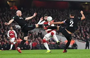Arsenal V West Ham United - Carabao Cup 2017-18 Prints: Arsenal vs. West Ham: Giroud Faces Off Against Collins and Reid in Carabao Cup Clash