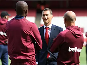 Arsenal V West Ham United 2018-19 Prints: Arsenal vs. West Ham: Pre-Match Conversation Between Stephan Lichtsteiner and West Ham Players (2018-19)