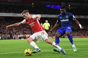 Arsenal V West Ham United 2023-24 Prints: Arsenal vs. West Ham: Trossard Fends Off Kudus at Emirates Stadium (2023-24)
