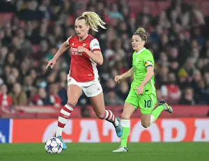 Arsenal Women V VfL Wolfsburg 2021-22 Prints: Arsenal vs. Wolfsburg: A Battle of Stars - Stina Blackstenius vs