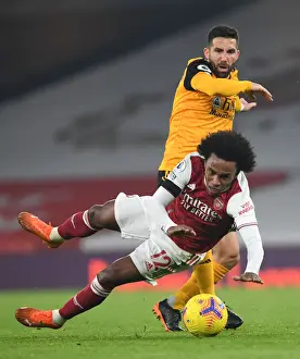 Arsenal V Wolverhampton Wanderers 2020-21 Prints: Arsenal vs. Wolverhampton Wanderers: A Battle at Emirates Stadium Amidst the Pandemic (2020-21)