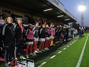 Arsenal Women V Brighton And Hove Albion Women 2022-23 Prints: Arsenal WFC Honors The Queen: Pre-Match Silence vs