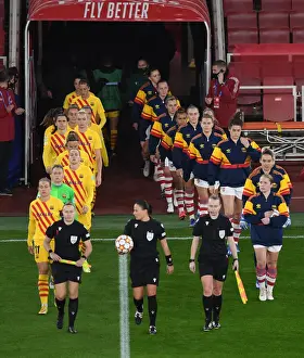 Arsenal Women V Barcelona Women 2021-22 Prints: Arsenal WFC vs. FC Barcelona: A Champions League Showdown at Emirates Stadium
