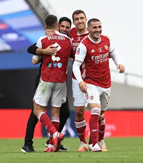 Arsenal Wins Empty FA Cup Final Against Chelsea: Mikel Arteta and Team Lift the Trophy at Wembley Stadium (2020)