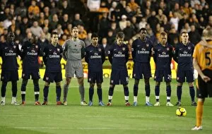 Wolverhampton Wanderers v Arsenal 2009-10 Collection: The Arsenal and Wolves teams observe a minutes silence