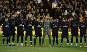 Wolverhampton Wanderers v Arsenal 2009-10 Collection: The Arsenal and Wolves teams observe a minutes silence